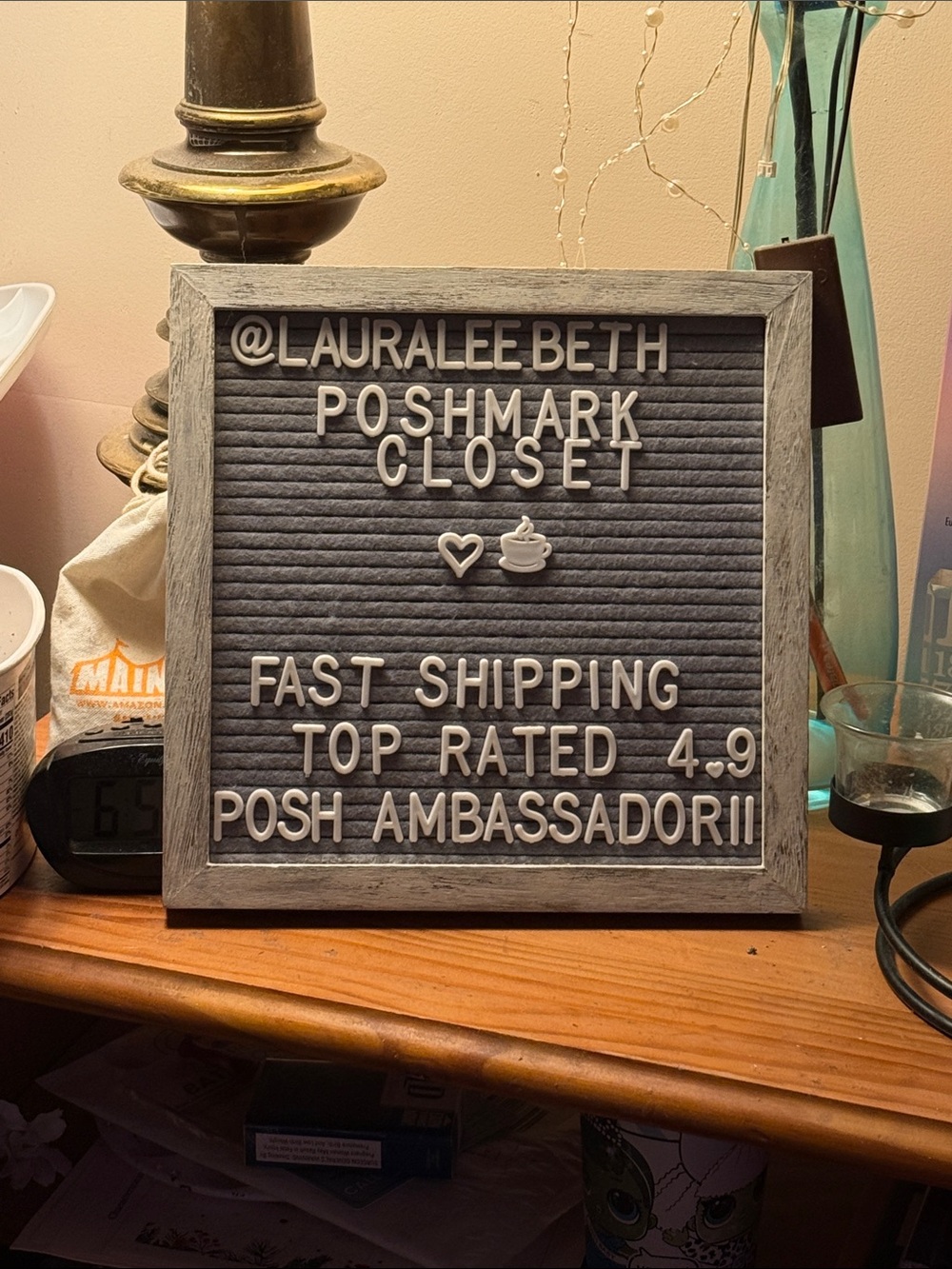 Gray Felt Letter Board with White Letters